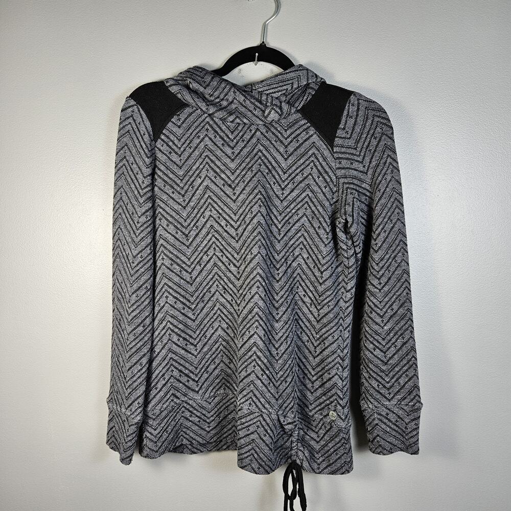 Prana Gray Charcoal Hoodie Size XS Leland Sweatshirt‎ Cotton Chevron Knit